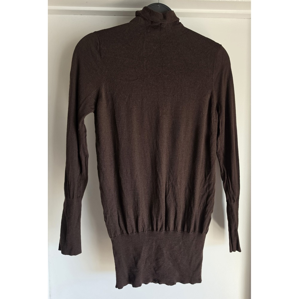 Rivamonti Women Turtleneck Sweater Brown Solid Long Sleeve Pullover Classic
